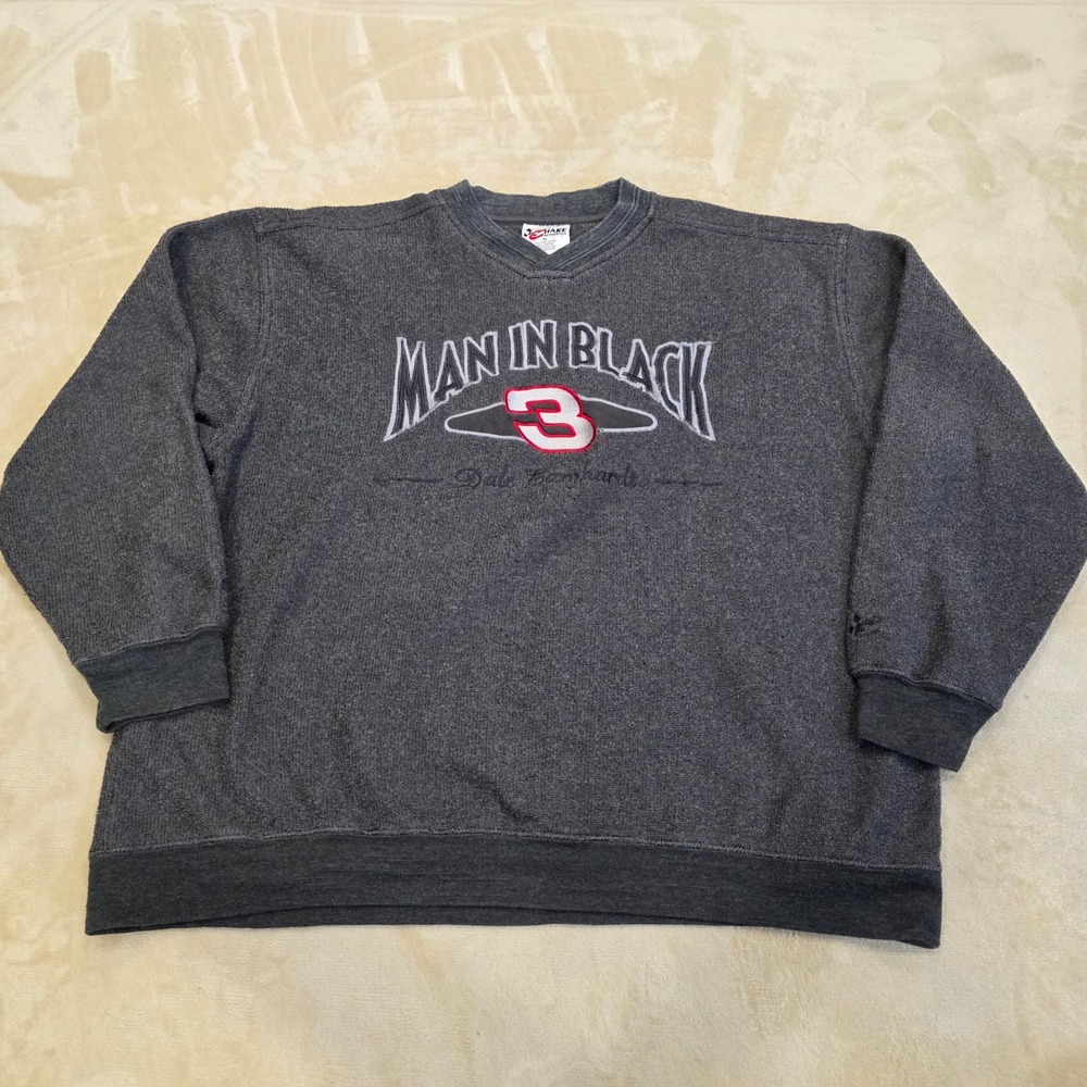 Vintage Dale Earnhardt Man In Black Sweatshirt Chase Authentics Gray XL NASCAR